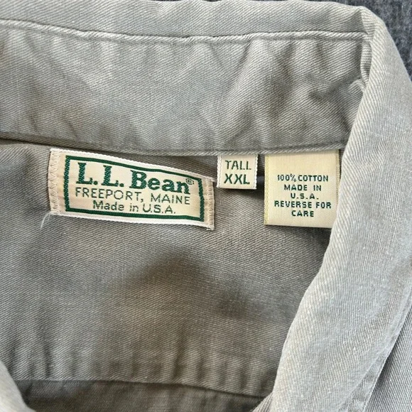 Lot of 3 VTG LL Bean Mens XXL Tall Guide Field Work Shirt Elbow Patches USA 90s - Picture 3 of 9